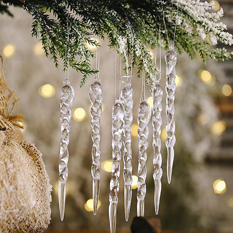 12pcs Christmas Decoration Simulation Ice Xmas Tree Ornament Fake Icicle Props
