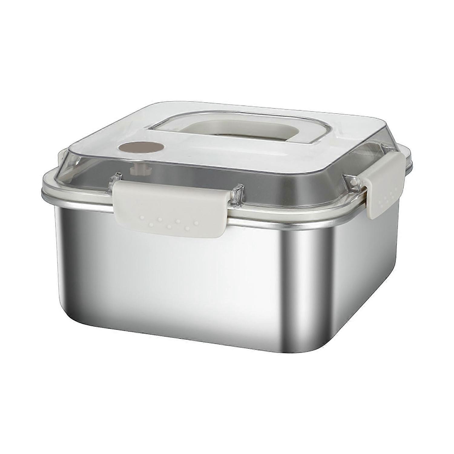 Stainless Steel Crisper Box 1200ml-3000ml Square Sealed Anti-Spill Lunch Box Refrigerator Storage