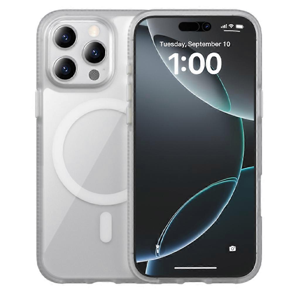 For iPhone 15 Pro Max Case Compatible with MagSafe PC TPU PE Shockproof Mobile Cover - White