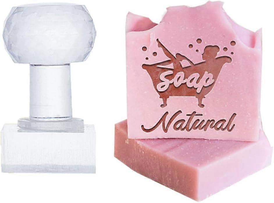 Bathtub Soap Stamp Character Soap Embossed Stamp Text Acrylic Square Handle Soap Stamp for Handmade Soap Cookie Clay Pottery Stamp Biscuits Gummier Ma
