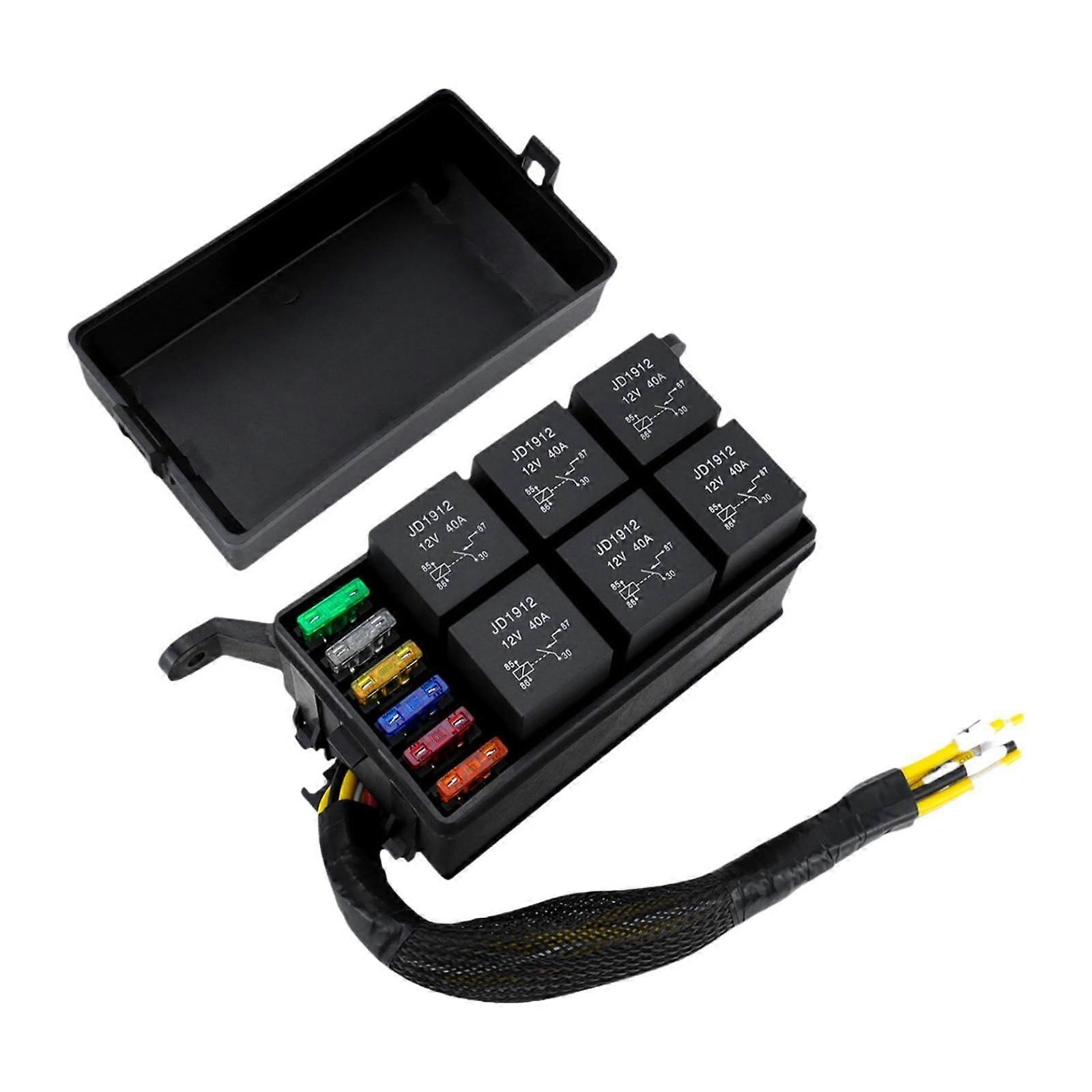 Generic 12V Relay Box Easy to Install Repair Waterproof 6 Way Relay Fuse Box