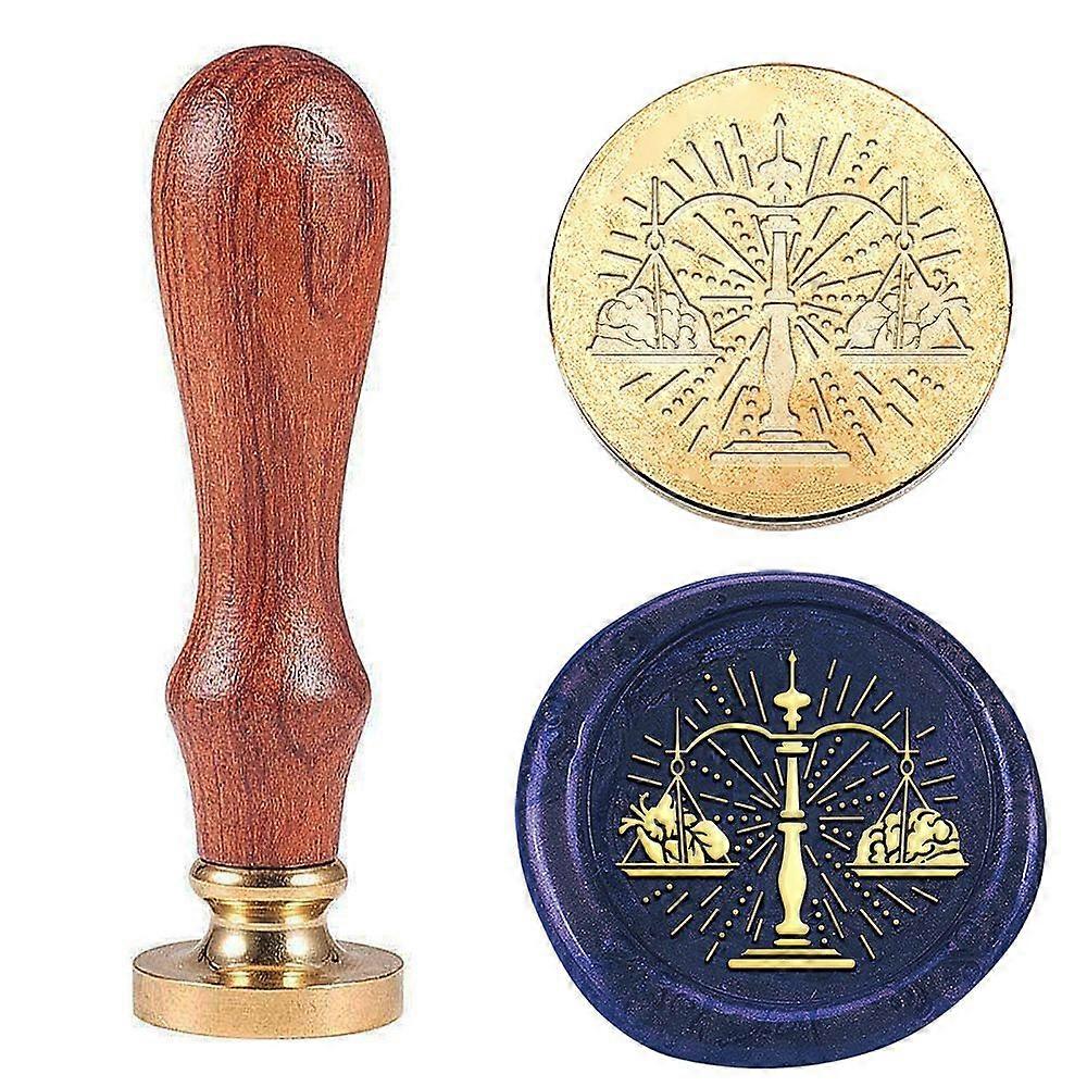 Brass Wax Seal Stamp with Handle for DIY Scrapbooking Balance Scale 89x30mm