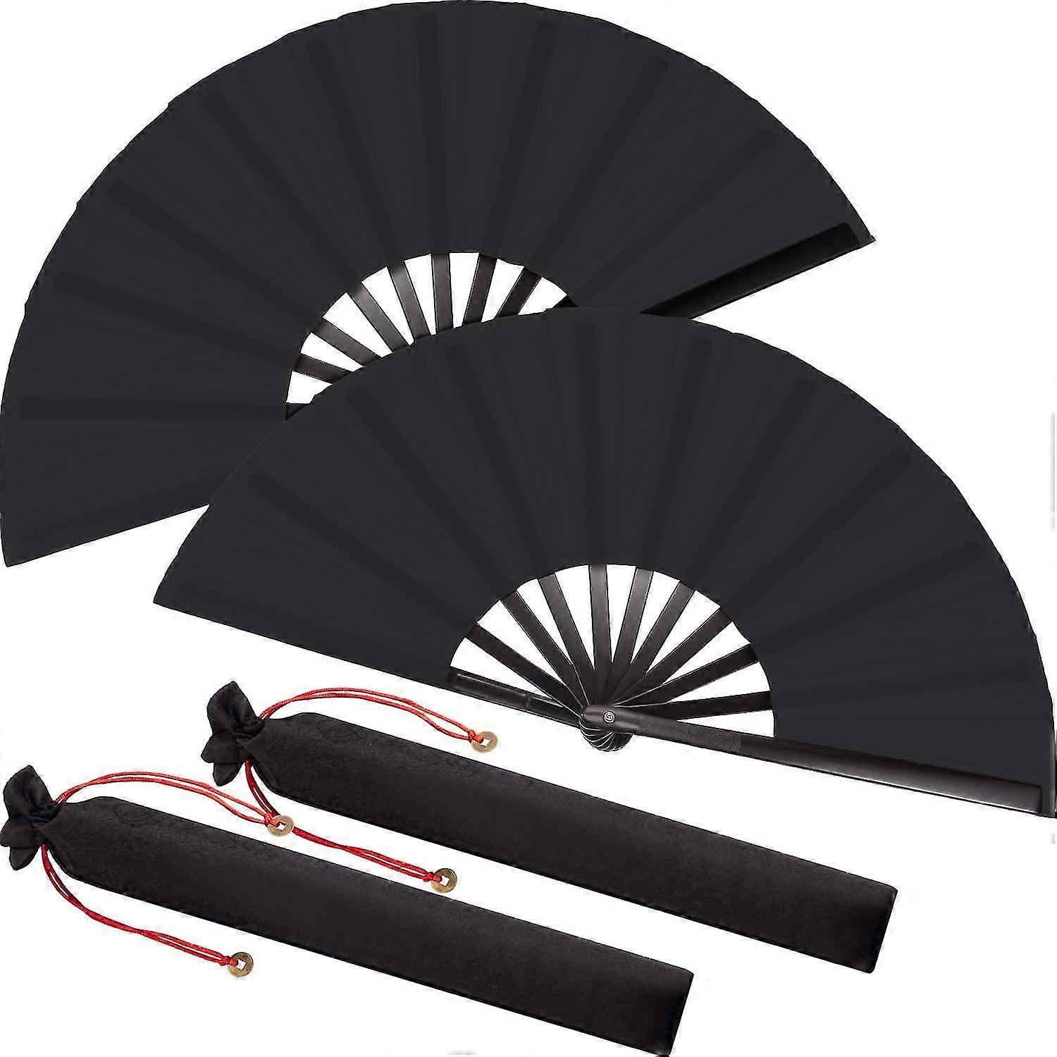 Large Folding Silk Hand Fan Hand Folding Fans nese Tai Folding Fan For Men And Women Performance, Dance, Decorations, Festival, Gift (bla, 2,6940
