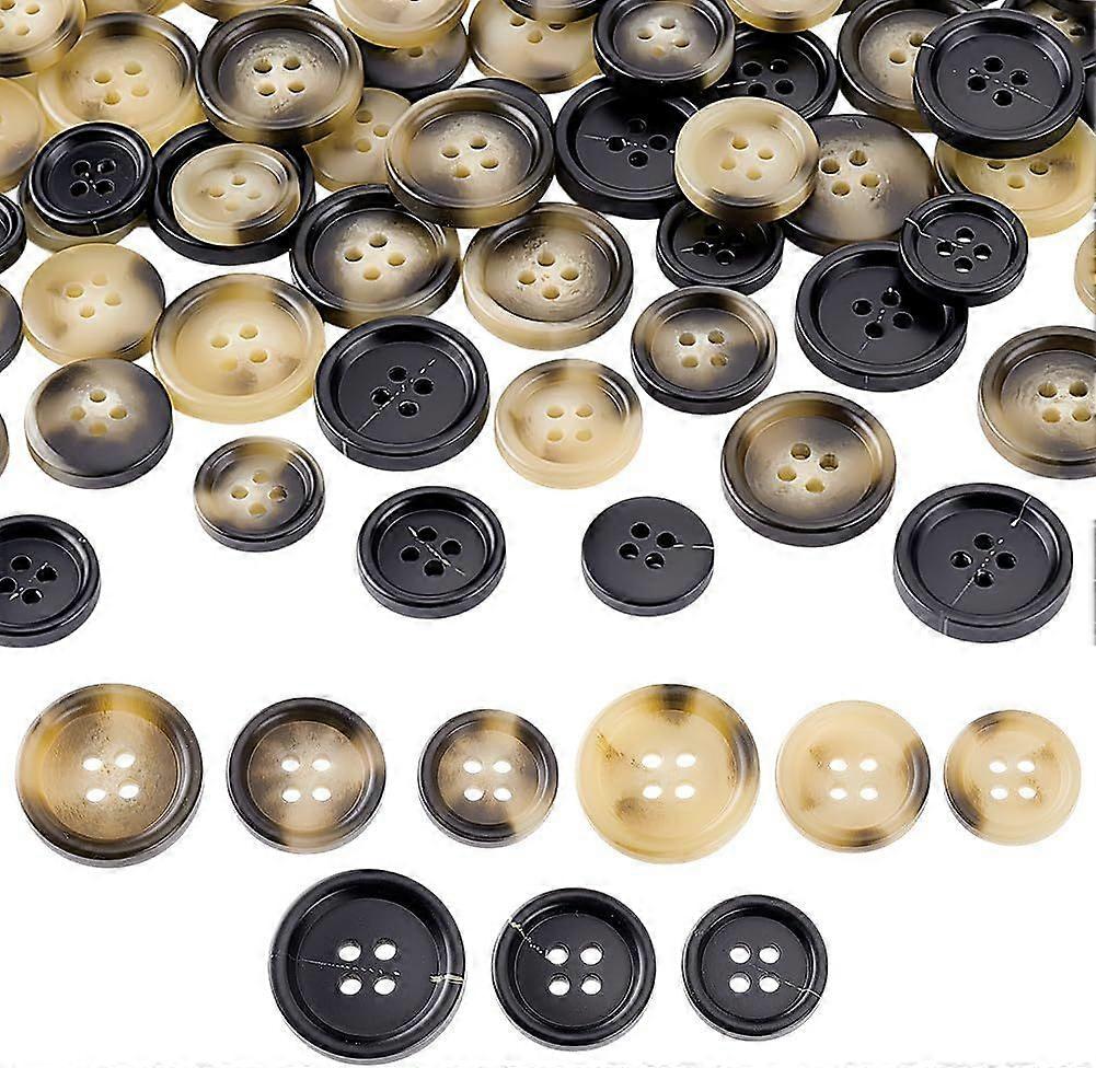 90Pcs Resin Sewing Buttons 4-Hole Craft Buttons 3 Colors 3 Sizes Round Resin Buttons Decorative Buttons for Sewing DIY Crafts Coat Suits Shirts Clothe