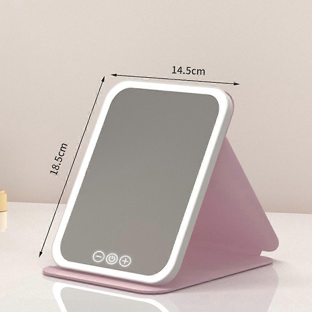 HD LED Makeup Mirror with Pink Rechargeable Design and Touch Dim