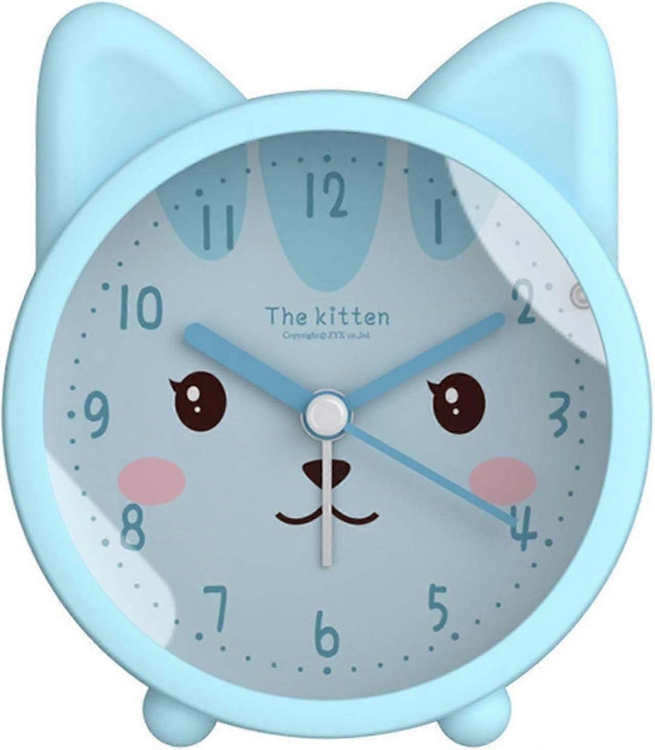 子供かわいい動物犬/猫目覚まし時計サイレントノンカチカチデスクベッドサイド目覚まし時計子供用