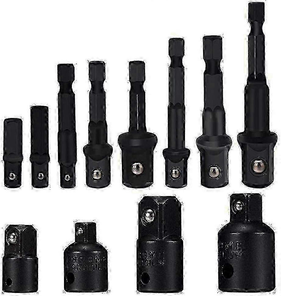 Socket Adapter Converter Set 8-delt Hex Shank Drill Bits Møtriknøgle Socket Extension Adapter Bitsæt Sæt med 4 Reducer Adaptere Til Ratchet Wrenches / s