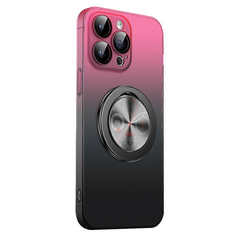 For iPhone 16 Pro Max Case Dial Kickstand Gradient Color Hard PC Phone Case - Pink Black