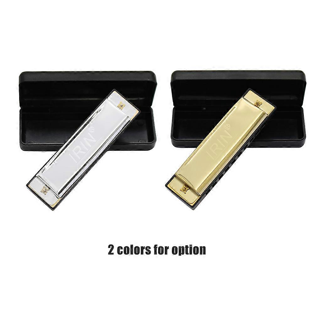 10 Holes 20 Tone Diatonic Blues Harmonica Key of C with Case for Beginner Children Silver