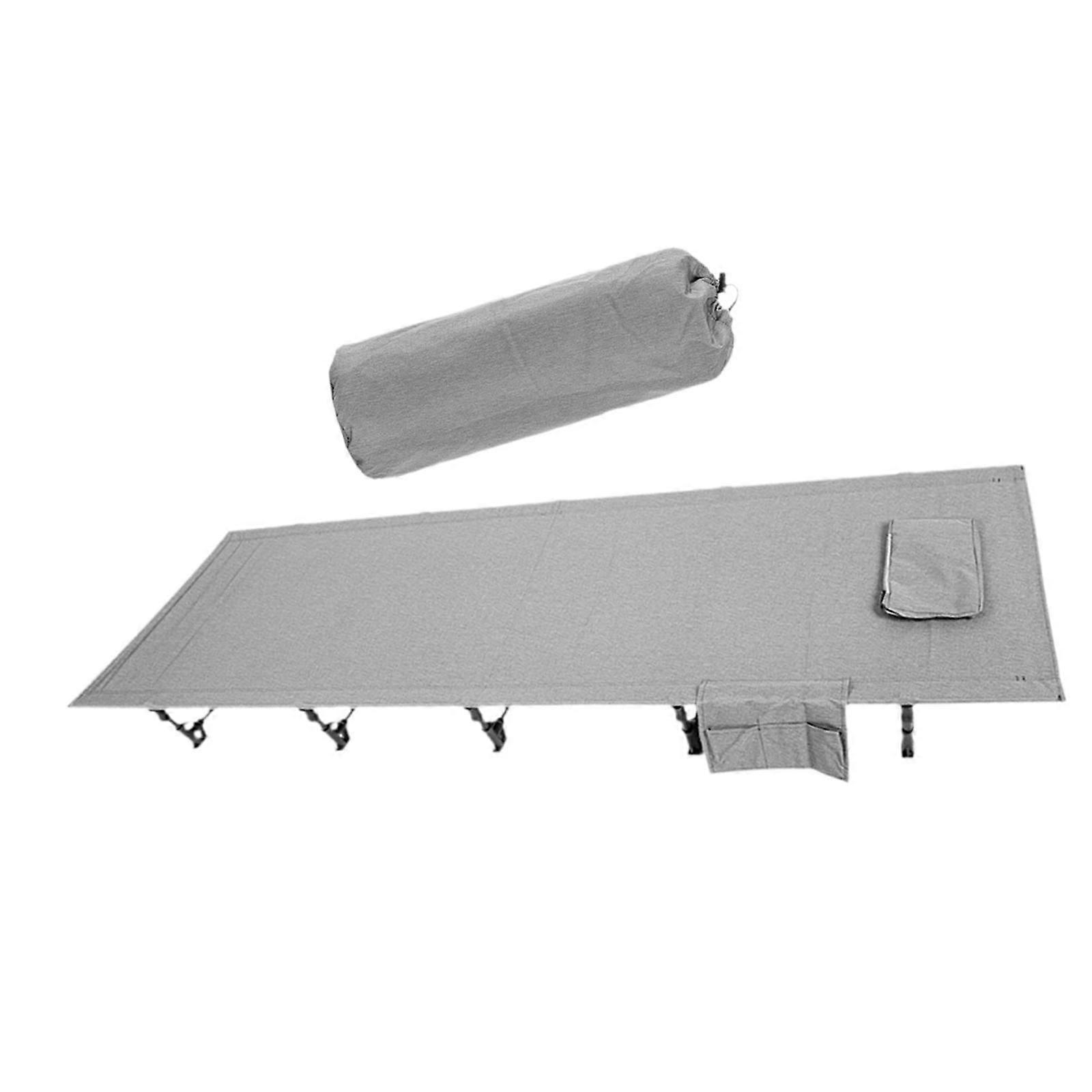 Foldable Camping Bed with Carry Bag Folding Camp Cot for Beach Travel Adults Gray