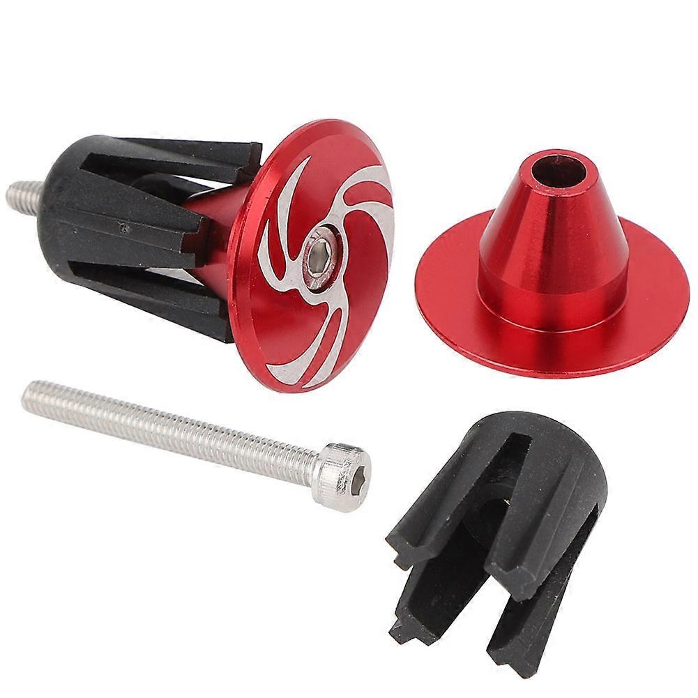 CANSUCC 1 زوج من سبائك الألومنيوم الدراجة دراجة المقود بار القبضات نهاية المقابس القبعات (أحمر)