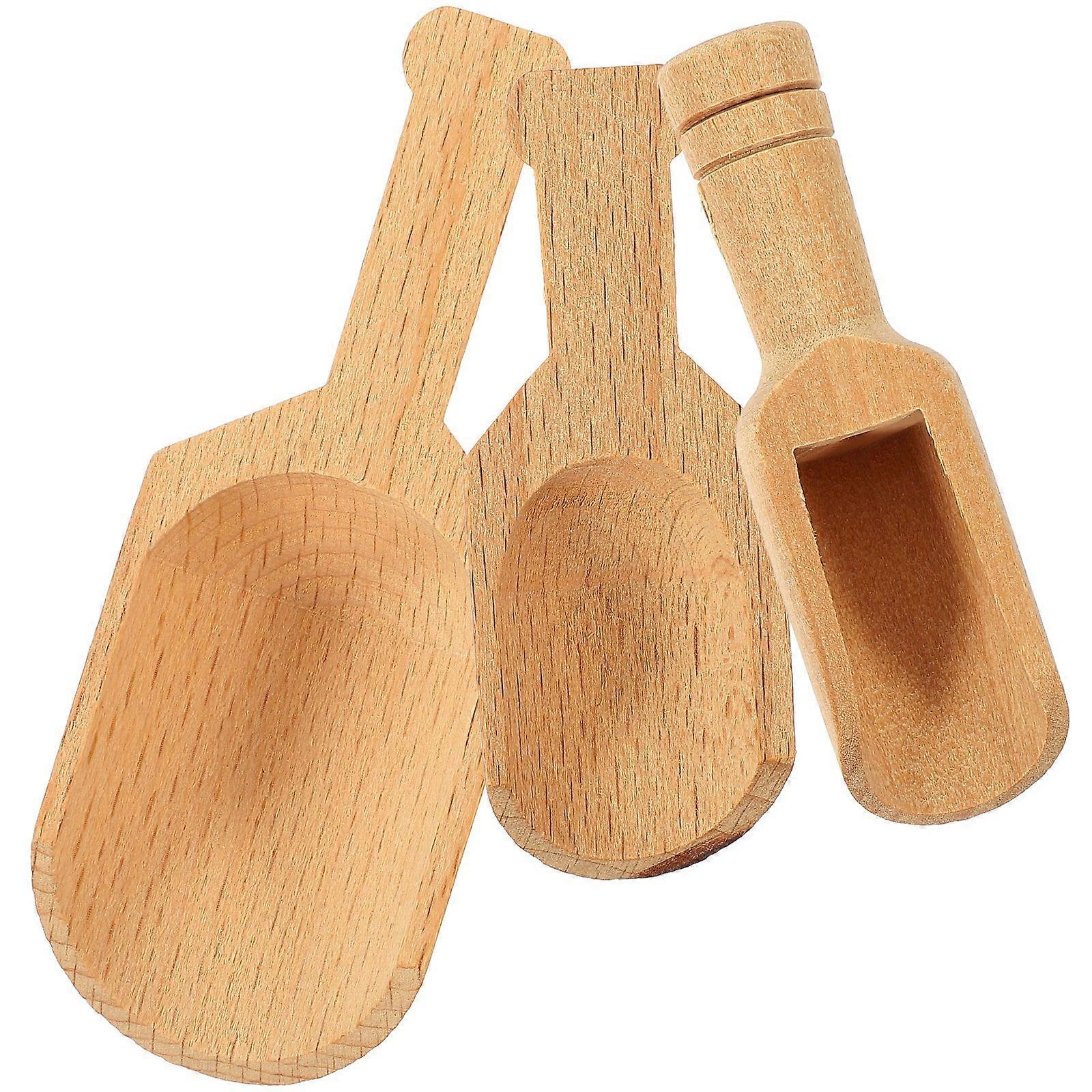 3pcs  Household Tea Spoons Multi-function Bath Salt Scoops Convenient Fertilizer Wooden Scoops