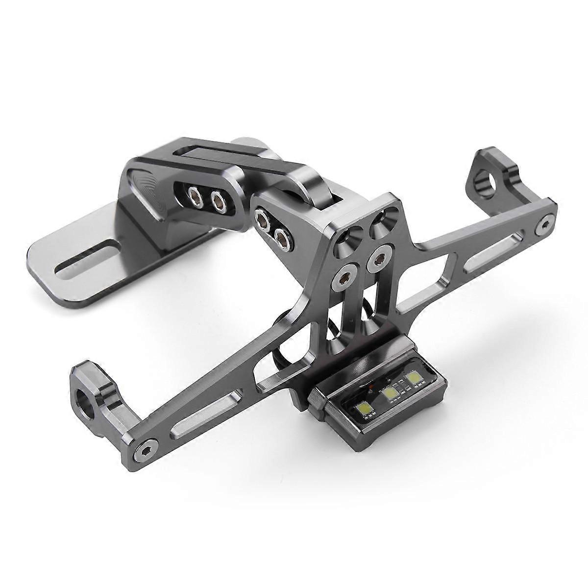 Suporte universal para placa de motocicleta, ângulo ajustável com luz LED