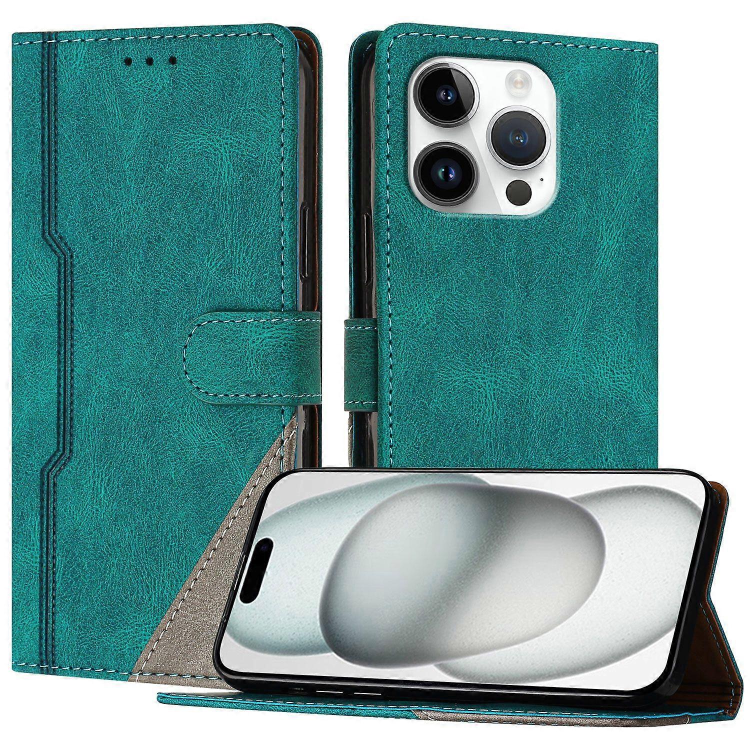 For Iphone 16 Pro Case With Card Holder,Shockproof Wallet Phone Case-Brown