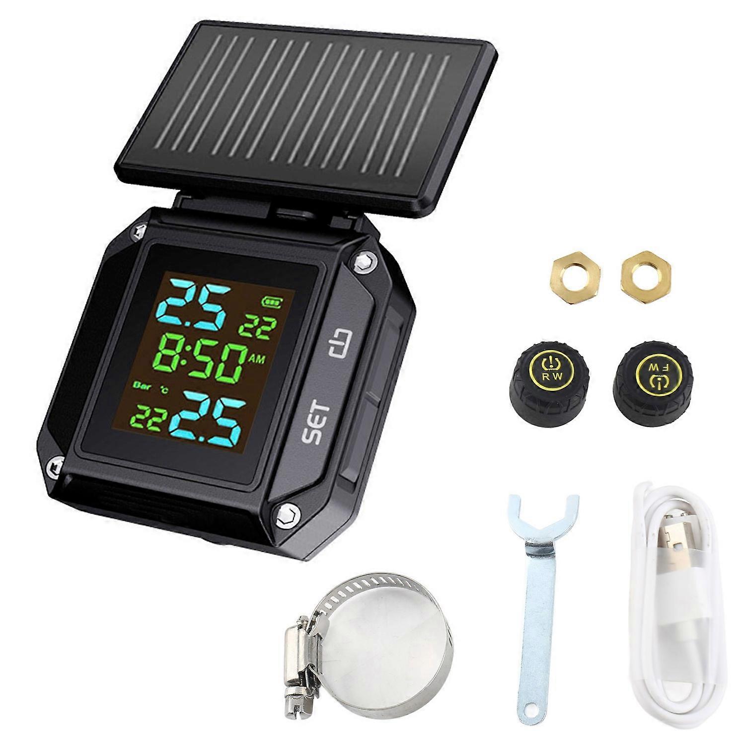 Solar Wireless Tire Pressure Detector Motorcycle Tire Pressure Monitor Monitoring System TPMS Detect