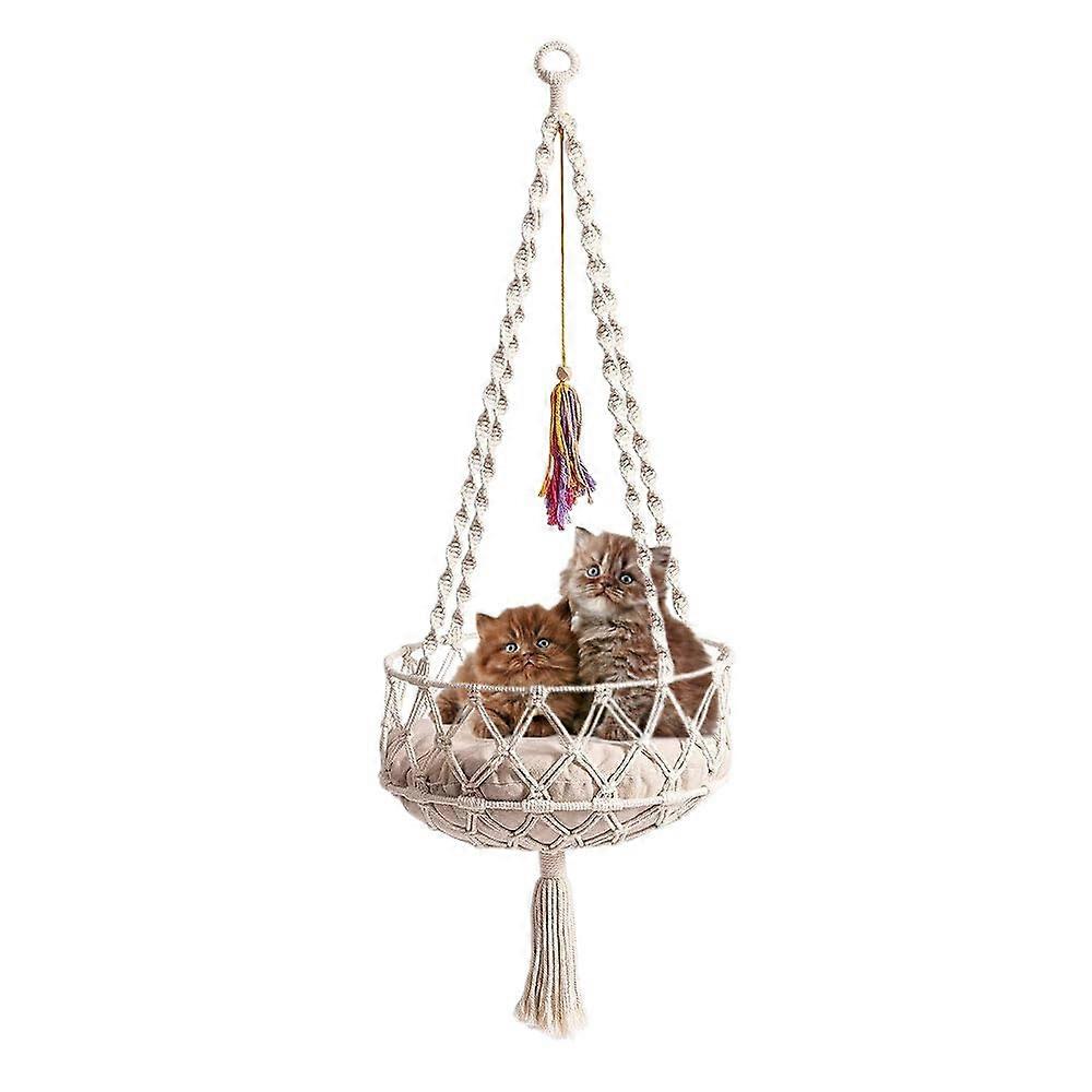 Hanging Macrame Pet Hammock Bed Handmade Window Perch for Cat & Small Dogs XXL 50CM