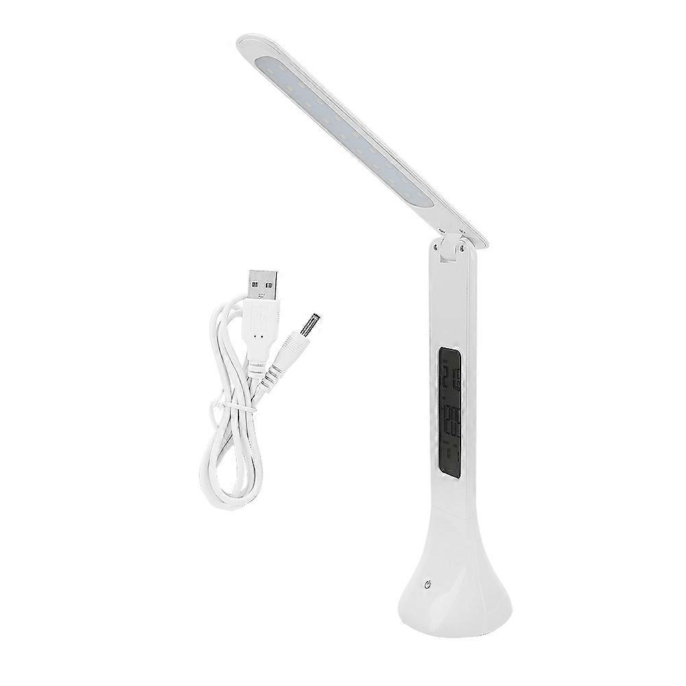 Rechargeable Adjustable Foldable Table Lamp Light With Clock Thermometer For Home Office Desk Compact Portable