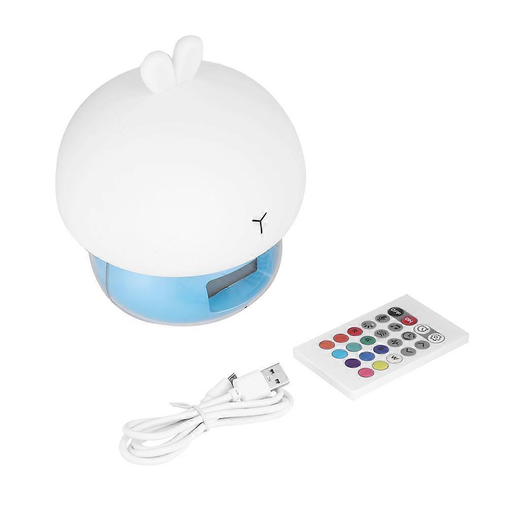 7Colors LED Silicone Light Cute Rabbit Lamp Rec with Alarm Clock Remote No Eyes