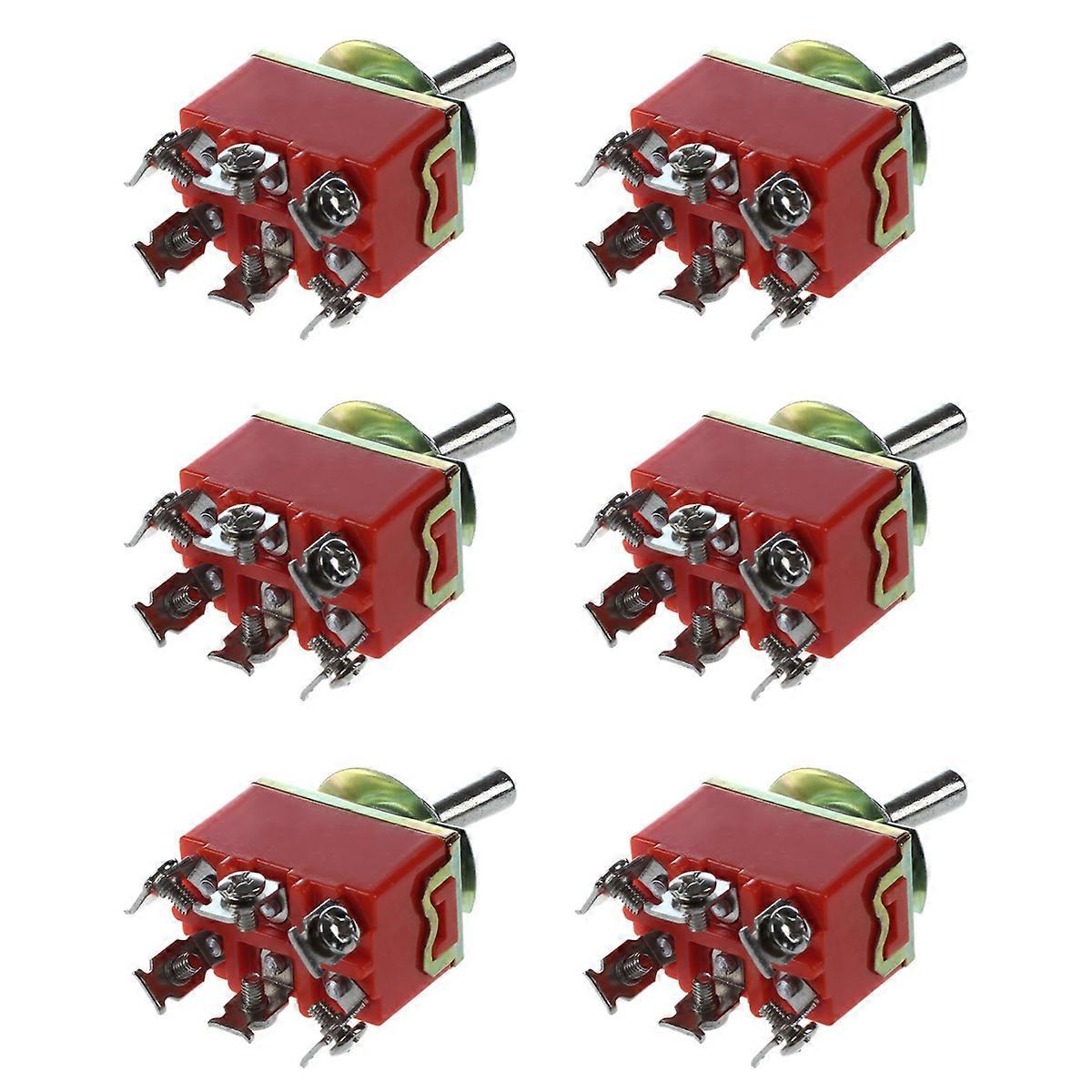 6X AC 250V 15A Latching 3 Way on-Off-on Single Pole Double Throw Toggle Switch Orange