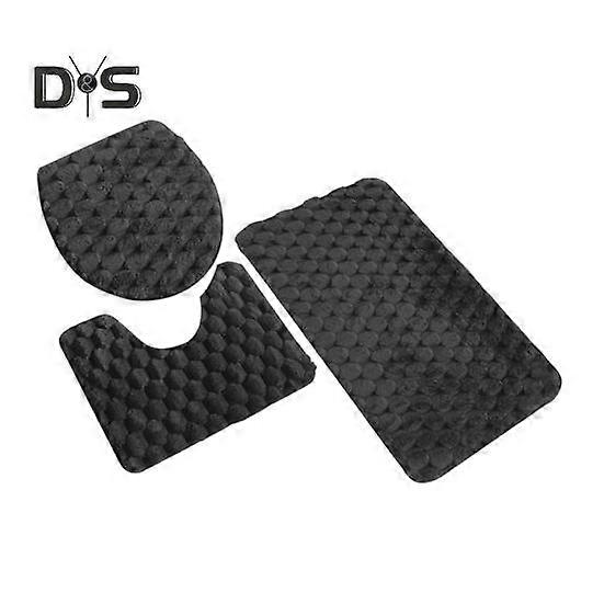 3 Pcs/Set Bathroom Floor Mat Non-slip Super Absorbent 3D Thickened Tufted Fall Winter Thermal Insulation Floor Carpet Toilet Cover Pad
