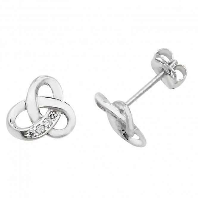 9ct White Gold Zirconia Celtic Stud Earrings ES439W