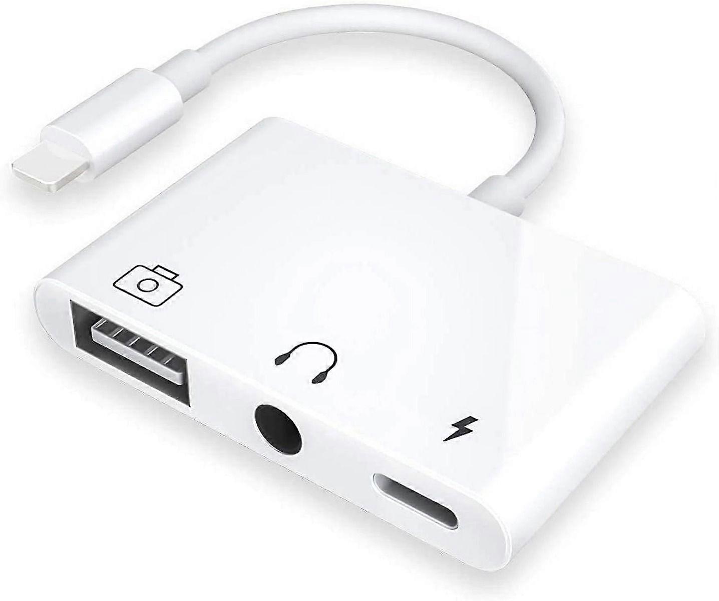 2025 New USB 3 Camera Adapter,3 in 1 USB Female OTG Adapter with Charging and 3.5mm Headphone Audio Jack Splitter for iPhone/iPad,Support USB Flash Dr