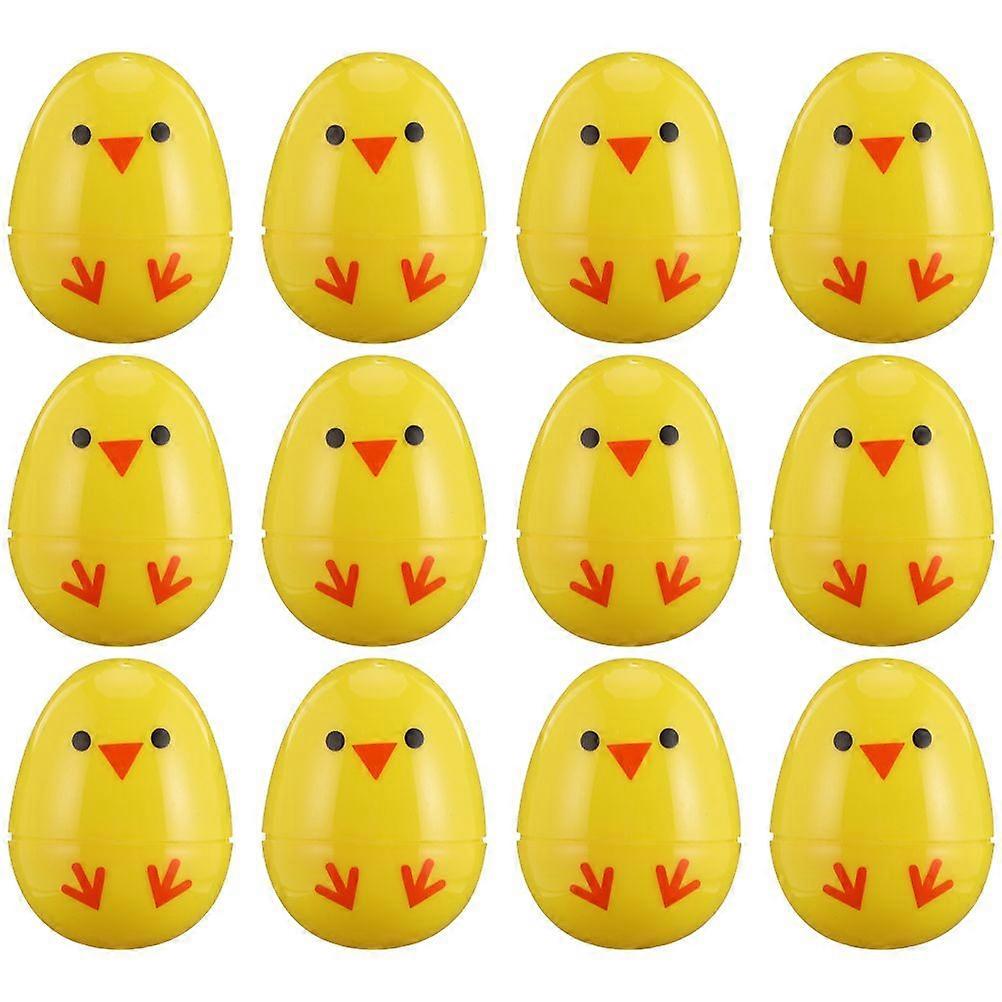 12pcs Easter Lottery Eggs Chick Designed Egg Adorns Practical Easter Supplies