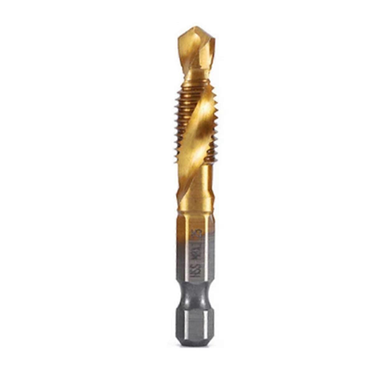 M8x1.25 Hex Shank Titanium Plated HSS Screw Thread Metric Tap Drill