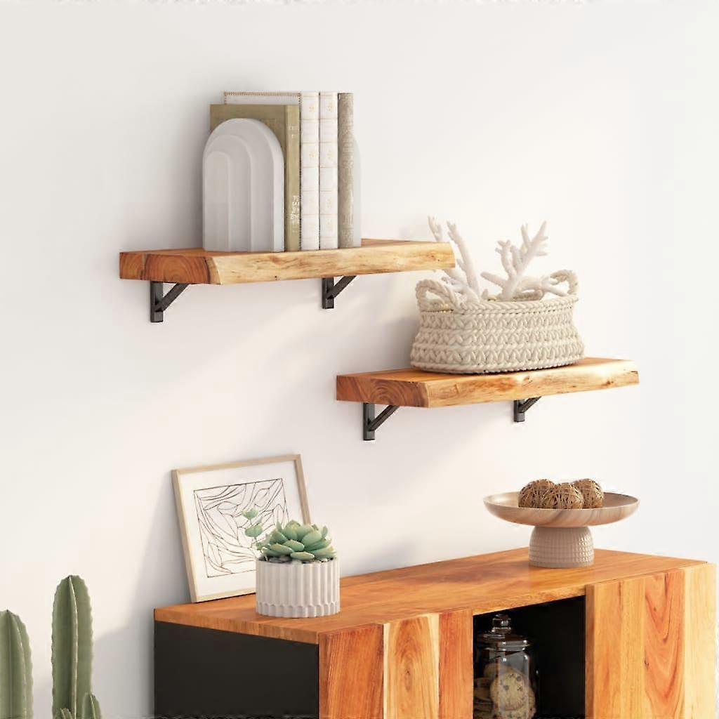 Wall Shelf 40x20x2.5 cm Rectangular Solid Wood Acacia Tree Edge