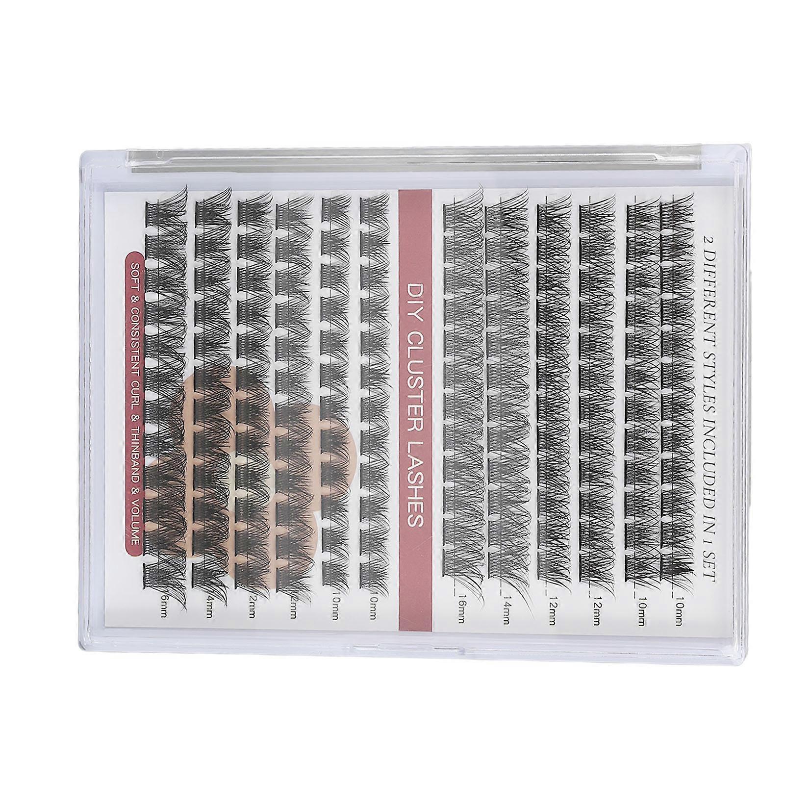 Cluster Lashes DIY Extensions de cils 10-16mm Volume mixte Extensions individuelles de faux cils C avec D (144 Cluster ) 