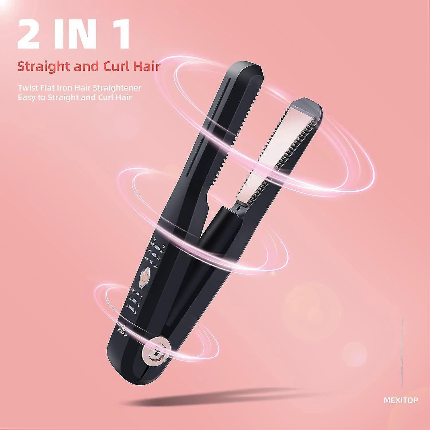 Cordless 2-in-1 Hair Straightener & Curler - USB Rechargeable, Fast Heating, Twisted Plates for Effortless Styling
