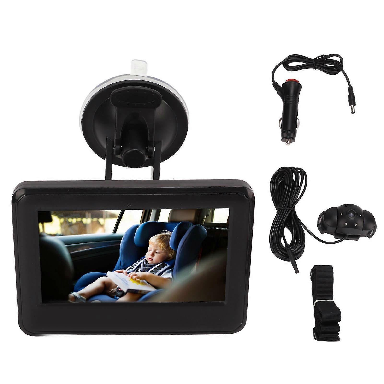 Baby car seat monitor with 4.3 inch LCD color screen, photosensitive night vision, for safe driving