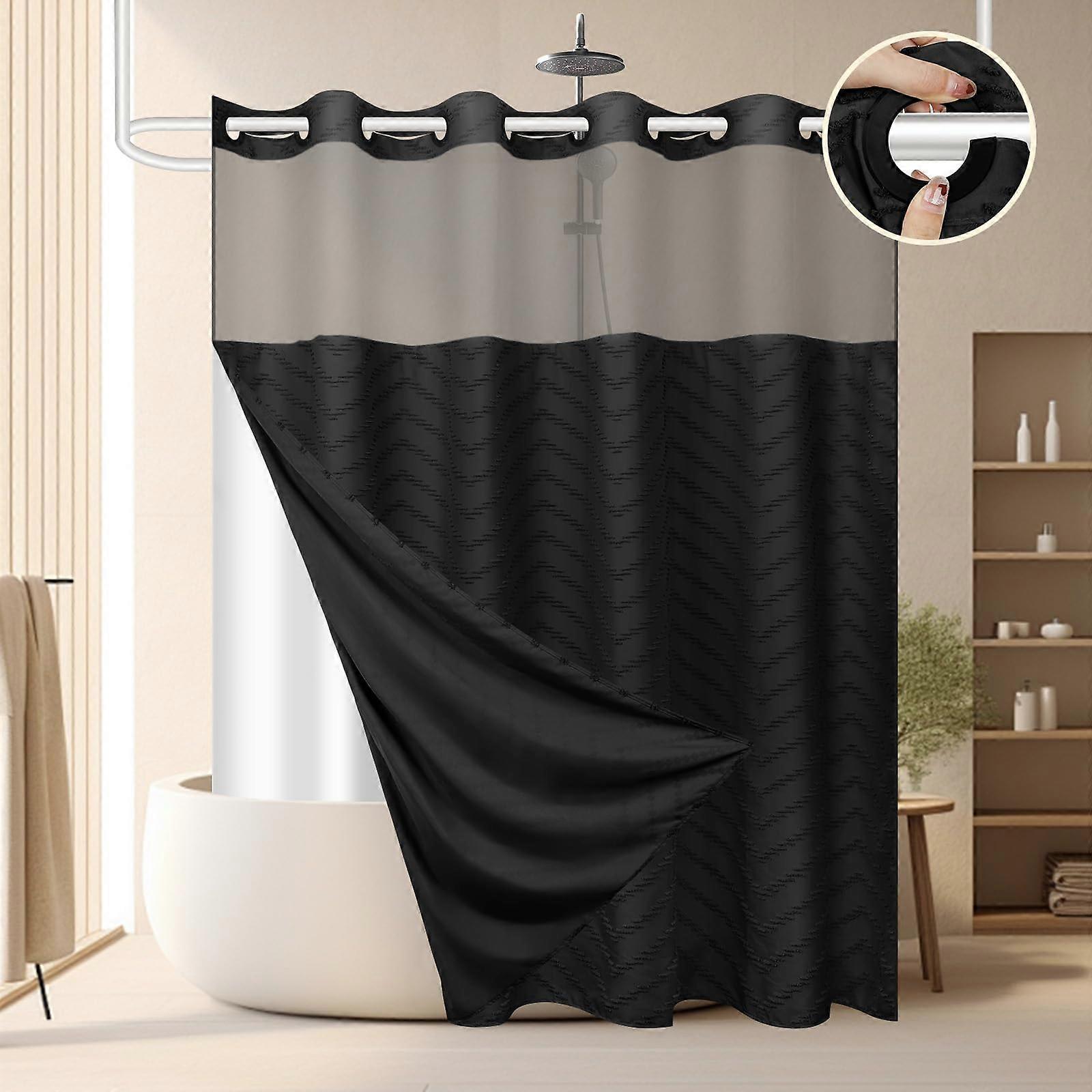 HOCK -FREE CURTAIN AND SPACTAR LINE SET BLACK KAPITONE CHEVRON STRUCTURE FABRIC WASTER