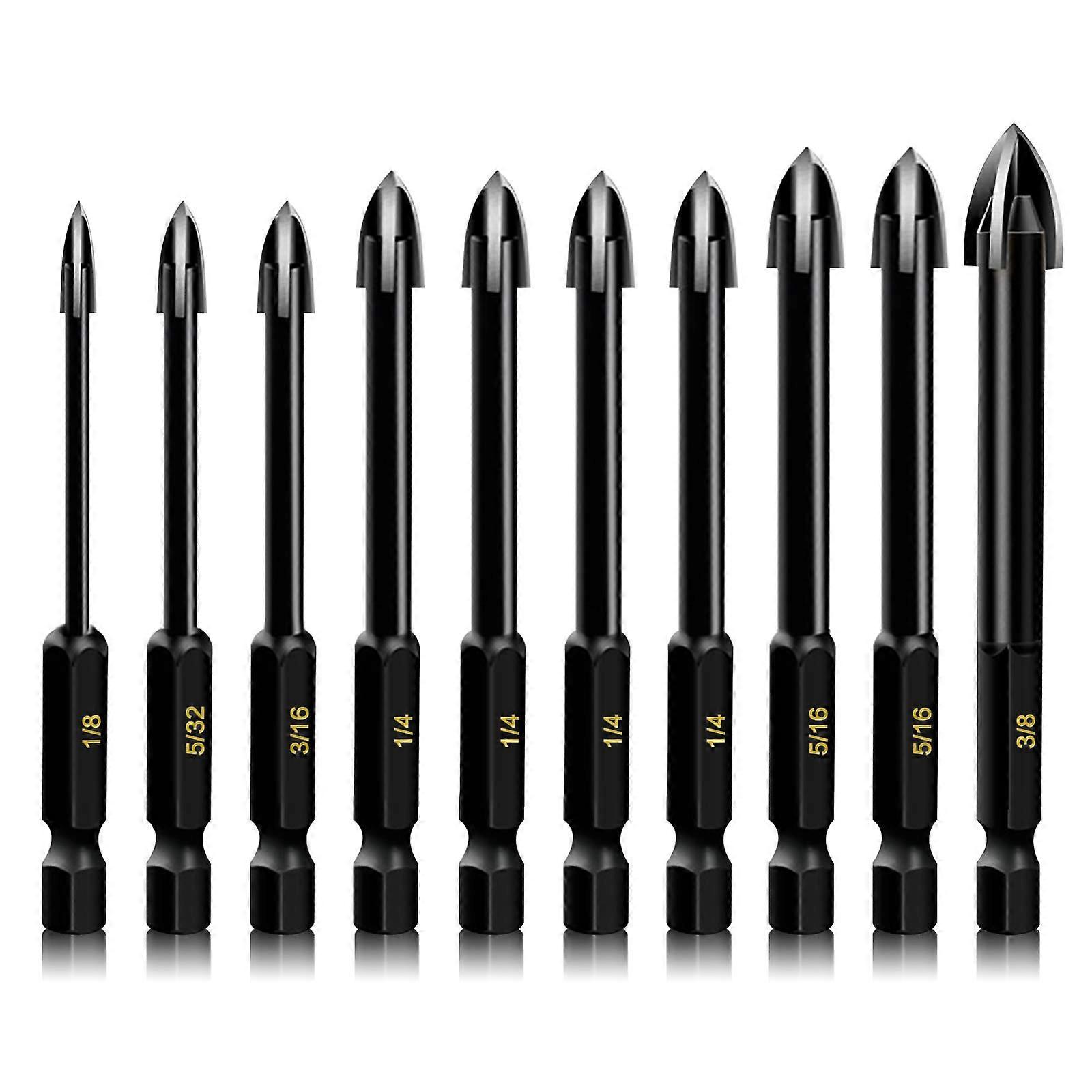 10-Piece Glass Concrete Drill Bit Set, Masonry Drill Bits for Brick, Plastic and Wood