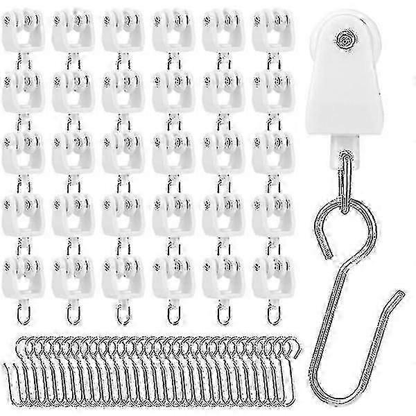 30 Pcs Curtain Gliders With Hooks For Curtain Tracks Carrier Rollers And Hooks For Curtain Rails_Lucky_B