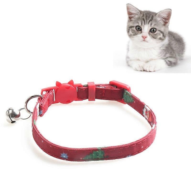 Christmas Snowman & Tree Pattern Pet Collar with Bells Without Bow