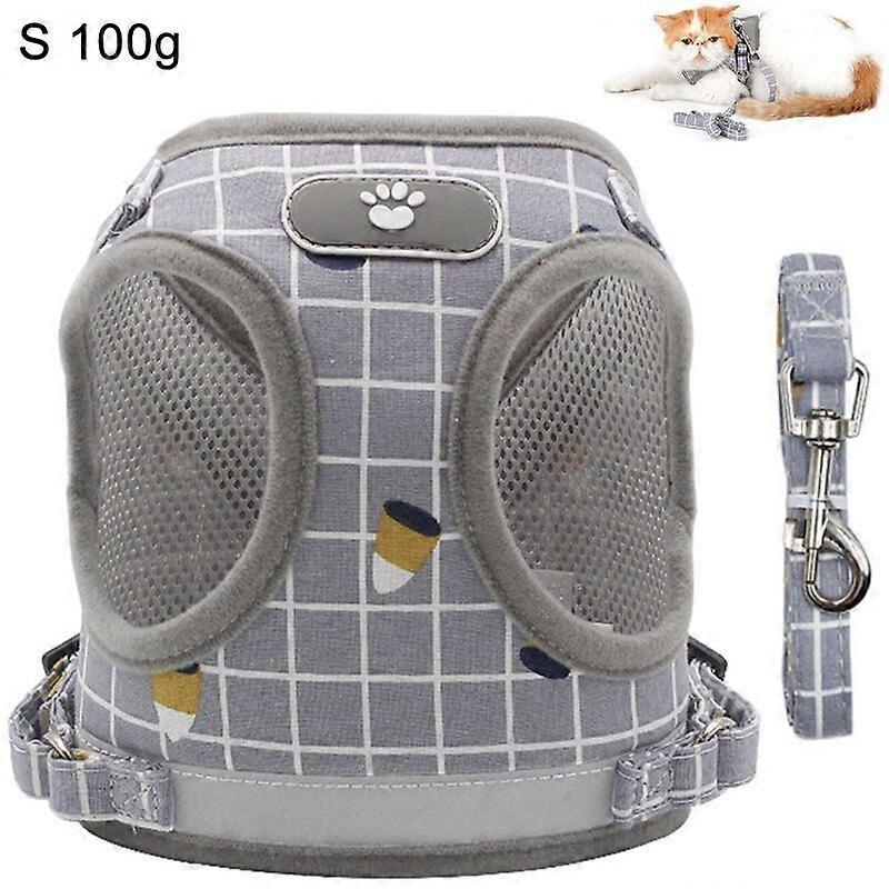 Escape Proof Cat Harness and Leash Set for Medium and Large Kitten Kitties with Classic Plaid Pattern, Breathable and Soft for Outdoor Walking Adjusta