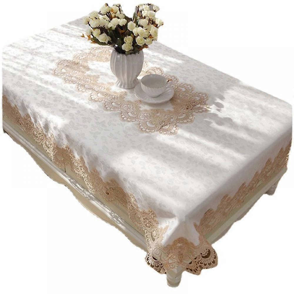 Tablecloth, Lace Tablecloth Floral Fabric for Bridal Shower, Party Reception Table Cover, Overlay Vintage Rustic Rectangle, Embroidered Chic Table Run