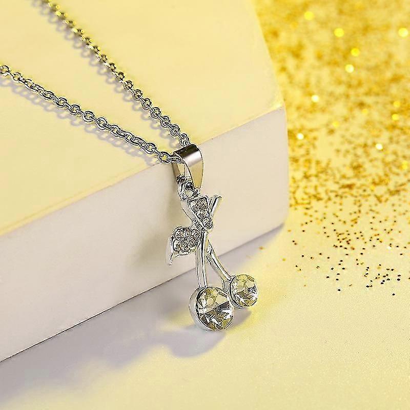 Schöne versilberte Kirschbaumkette mit Strasssteinen