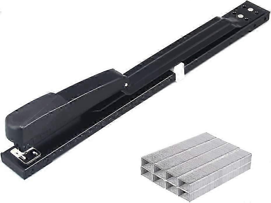 Long Reach Stapler Office Staplers Desktop Stapler, 50 Sheets Capacity Long Arm Staplers With 3000Pcs Staples (Black, 50 Sheets Capacity)
