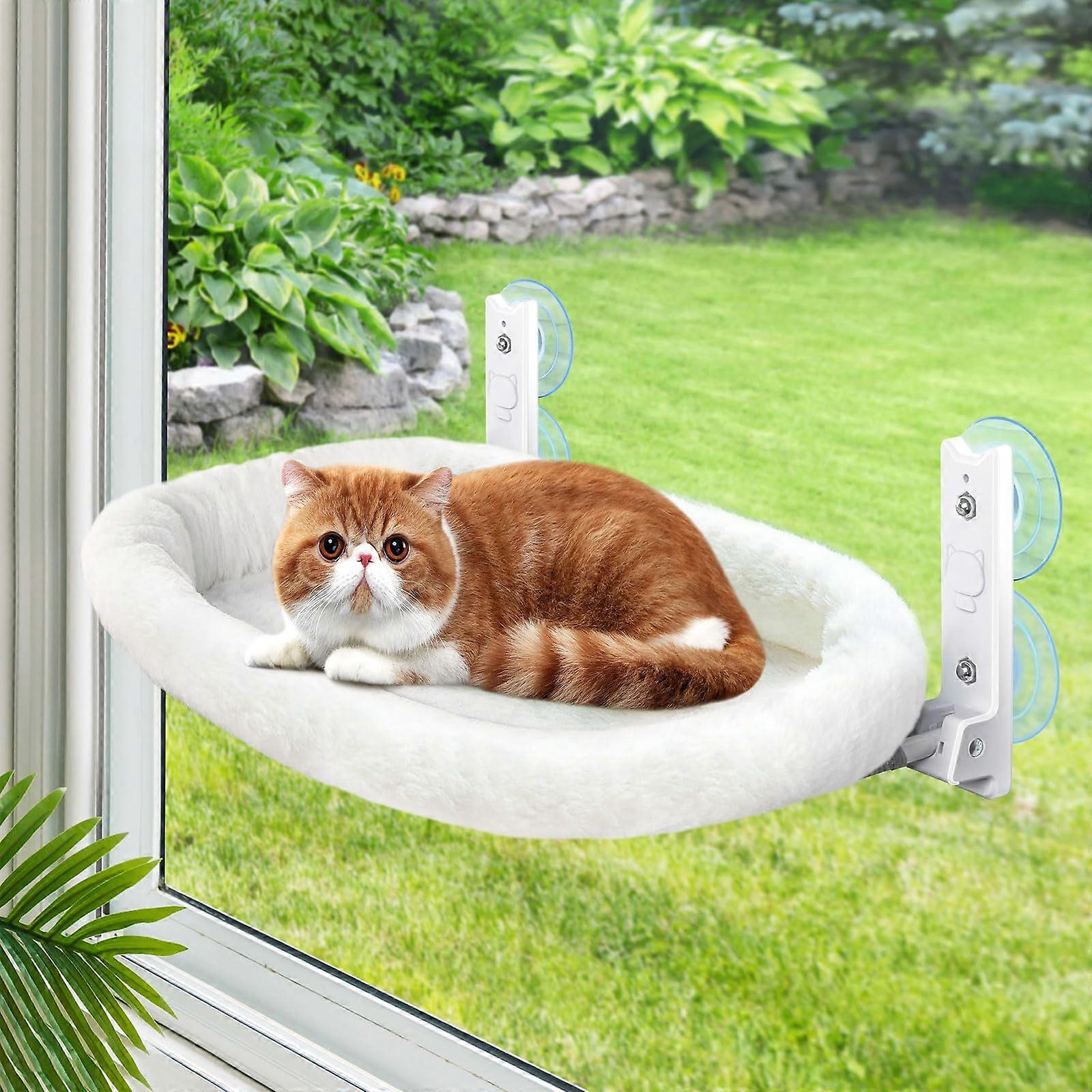 Cat Window Perch - Cordless Indoor Hammock Seat with Washable Cushion, Durable Metal Frame, 4 Suction Cups for Cats