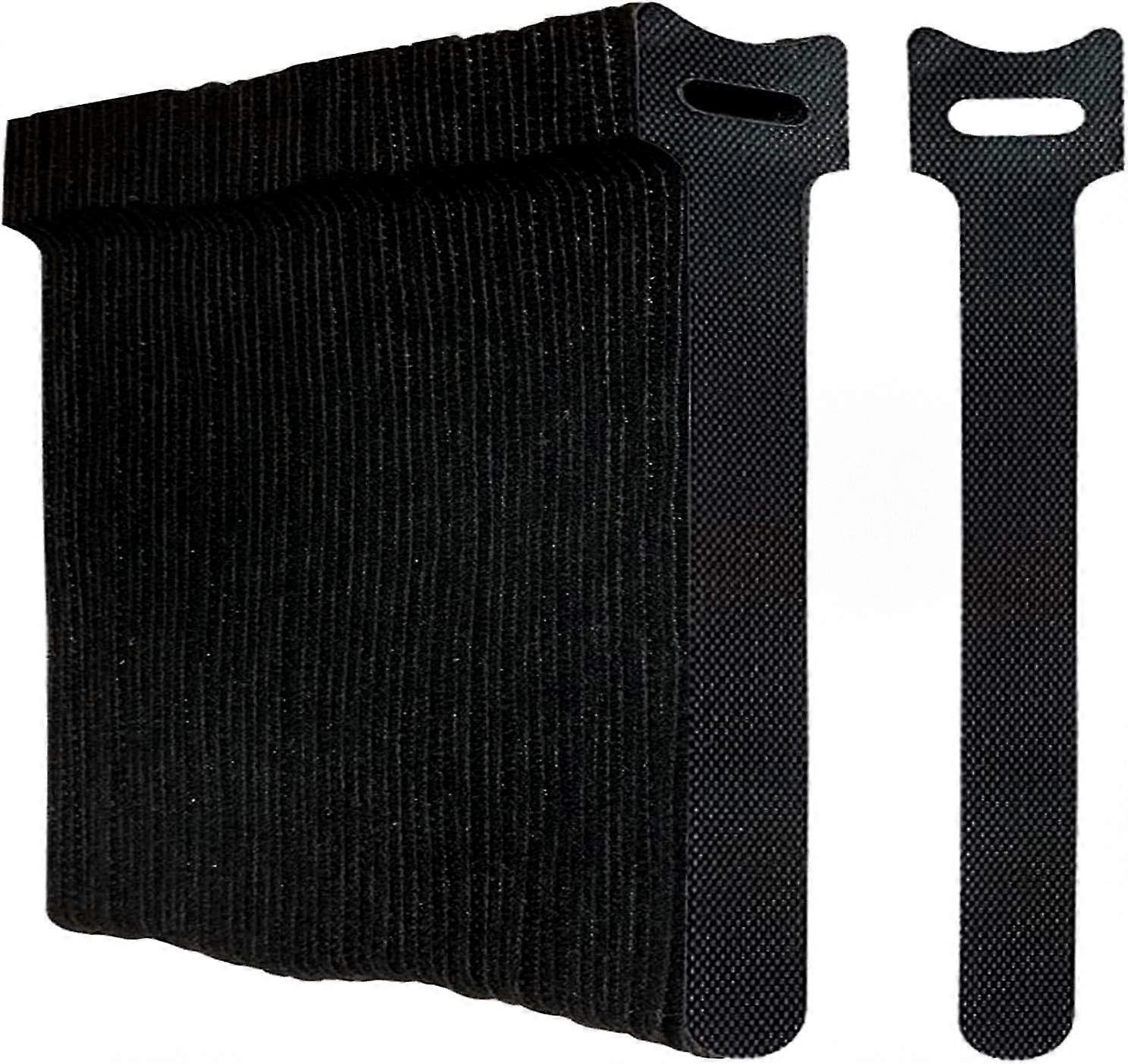 Reusable Black Hook and Loop Cable Ties 50 Pack Adjustable Fastening Straps for Organizing