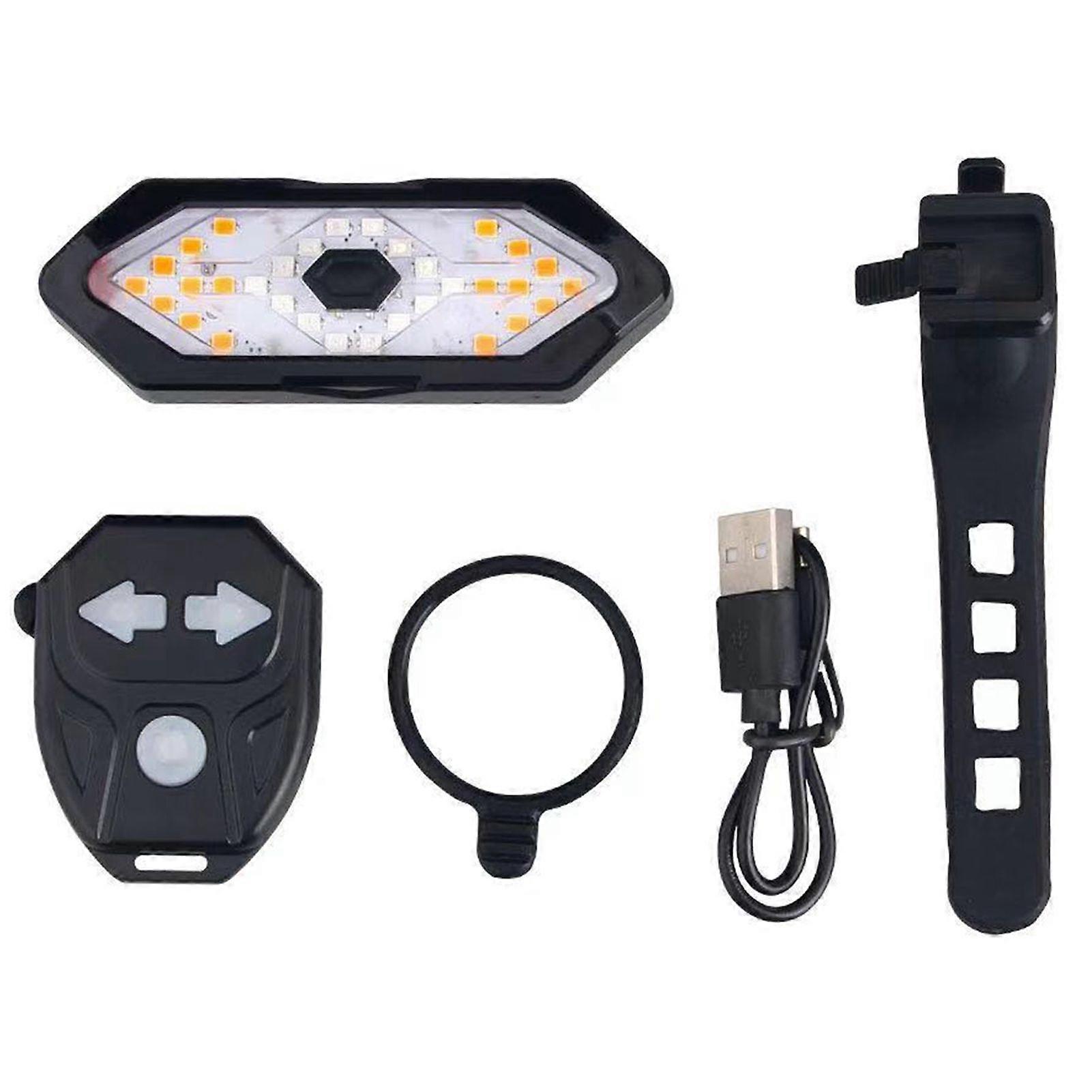 USB Rechargeable Remote Control Bike Tail Light with Turn Signals Waterproof for Night Riding Road Bikes