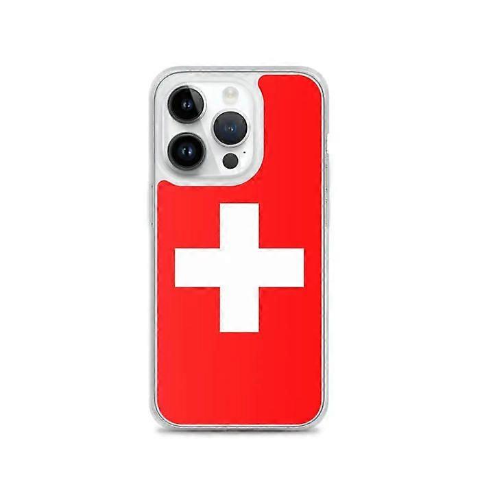 iPhone Case - iPhone 14 Pro - Swiss Flag - Flexible - Multicolor - Transparent Silicone