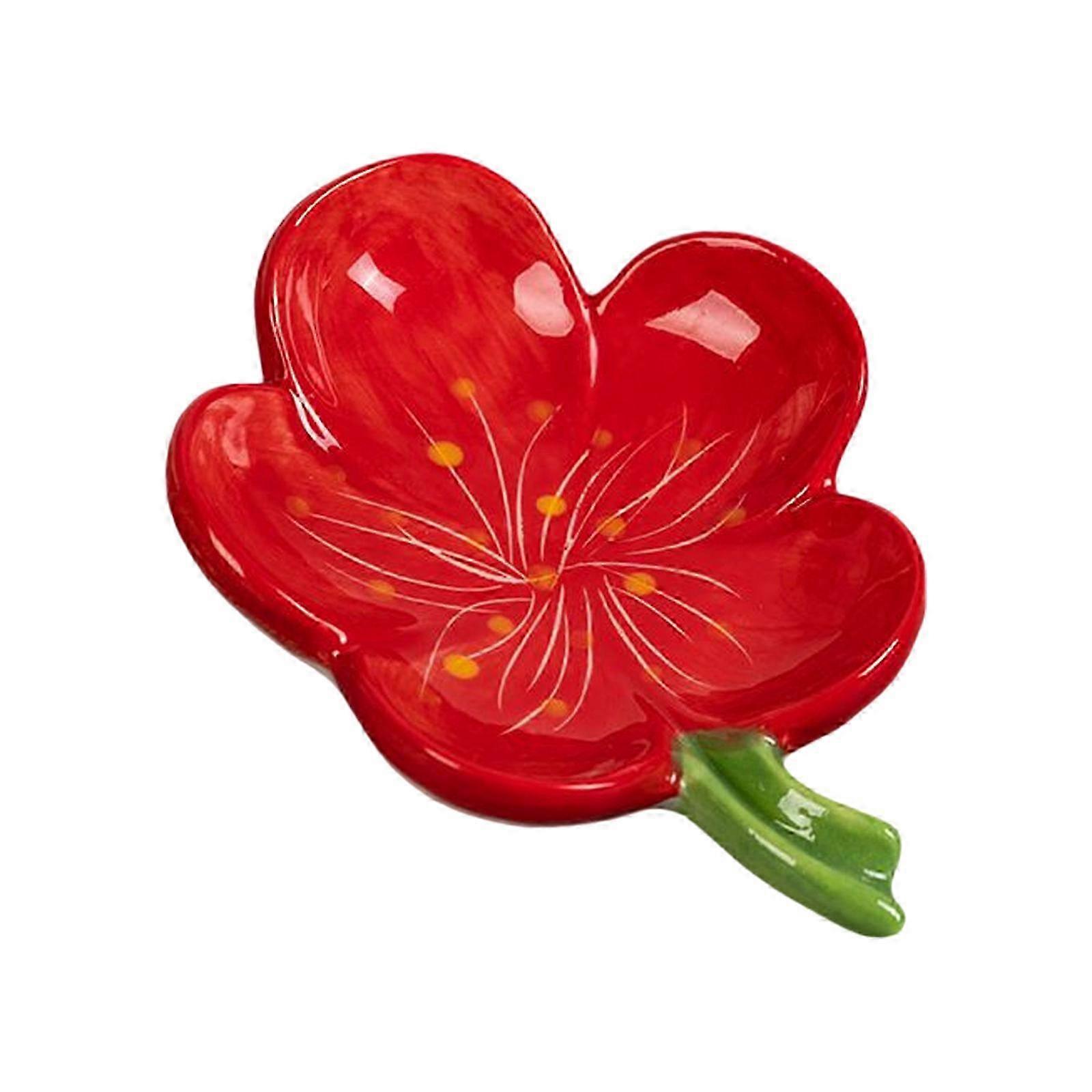 (red) ceramic flower-shaped soap box drain soap storage rack