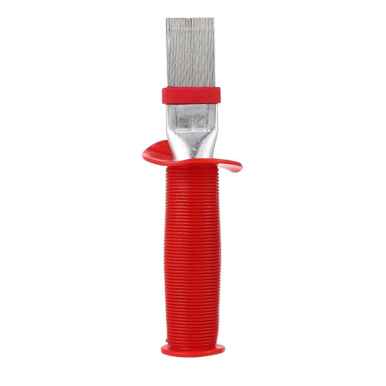 Red Cleaning Brush with Long Handle for Keyboard and Fin Cleaning Made of Plastic and Stainless