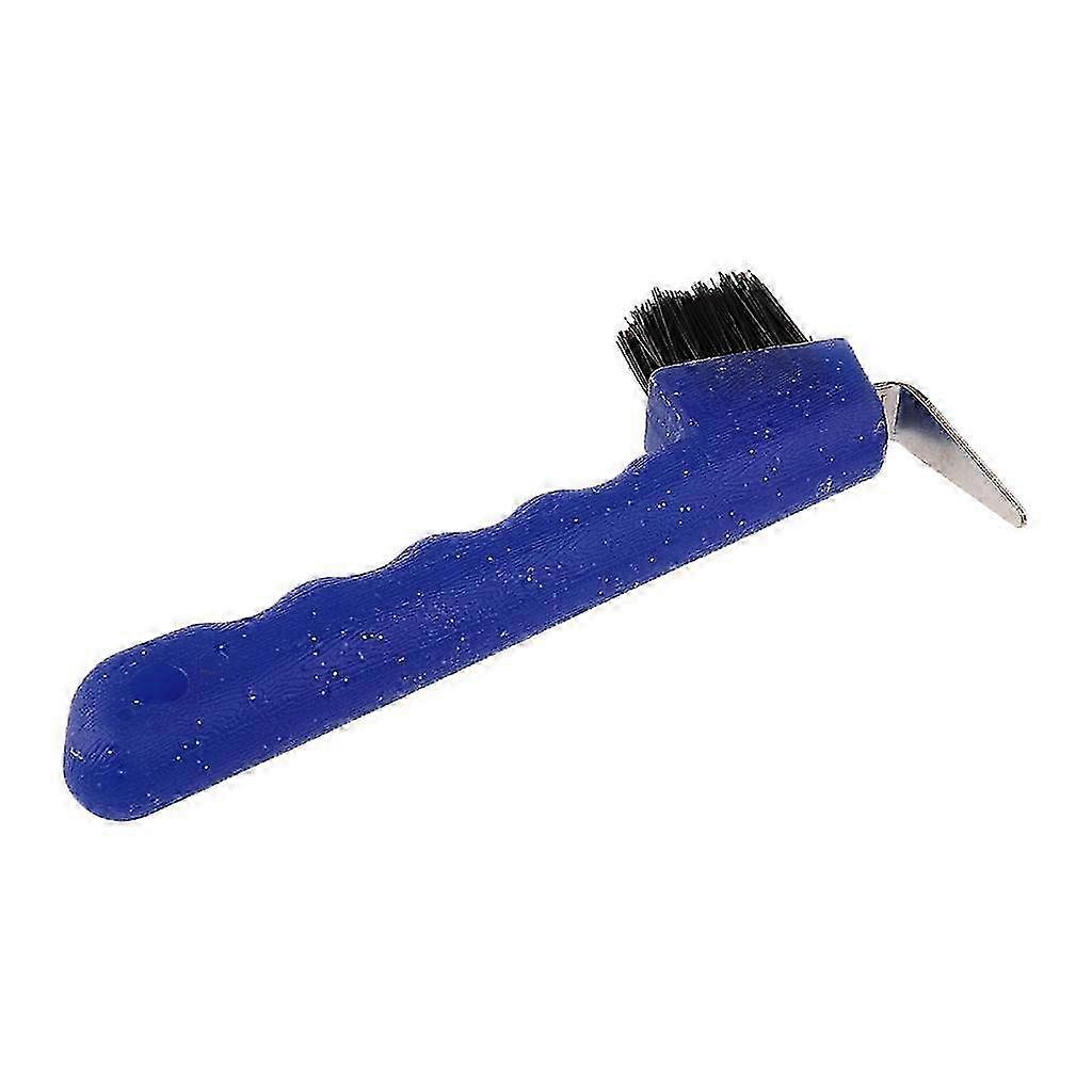 Hoof Pick with Brush Horse Grooming Tool and  Fluorescent Yellow-color: Blue