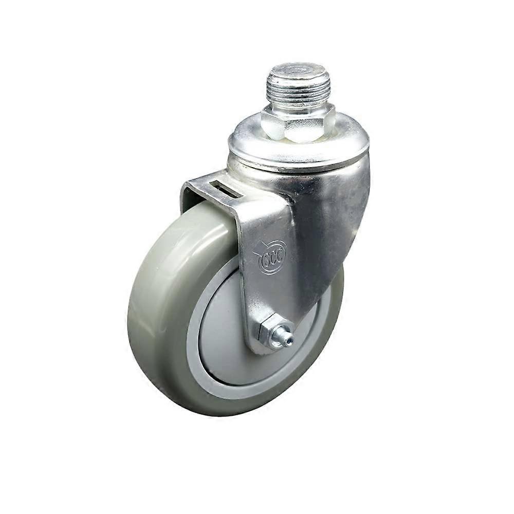 3/4' NPT Pipe Threaded Stem Swivel Caster w/4' x 1.25' Gray NonMarking Polyurethane Wheel – 350 lbs. Capacity/Caster – Brand