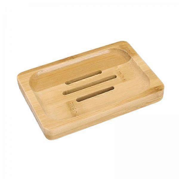4xSoap Rack Tray Soap Holder Bamboo Dish Plate for Bath Kitchen Rectangle