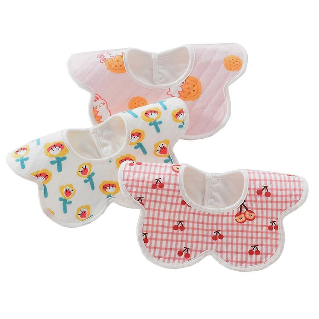 3 Pcs 360 Degree Rotation Burp Cloths Cartoon Printed Baby Bib Thicken Cotton Saliva Towel Waterproof Breathable Apron